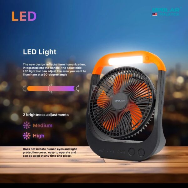 Opolar Rechargeable Desk Fan With LED Light (20000mAh/8") F681 - Image 5